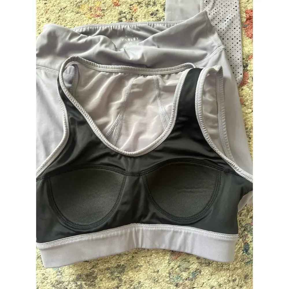 Varley Chester Leggings Sports Bra Set Dusk Lavender XS Mesh EUC